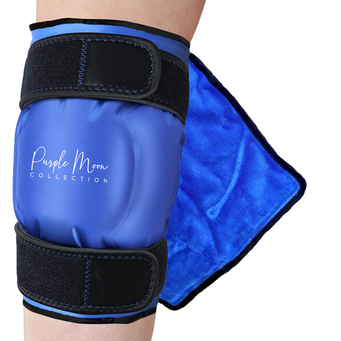 Purple Moon Knee Ice Pack Gel Wrap for Injuries 32x26cm Black