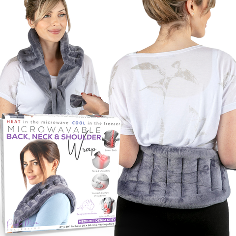Microwavable Heat Pack - Microwave Heating Pad for Back, Neck & Shoulder Pain 20x50cm (GREY)
