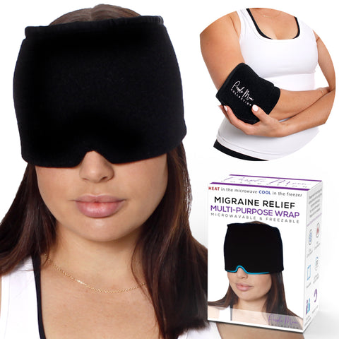 Migraine Relief Cap - Versatile Integrated Gel Neoprene Wrap Ice Pack - Use Hot or Ice Cold